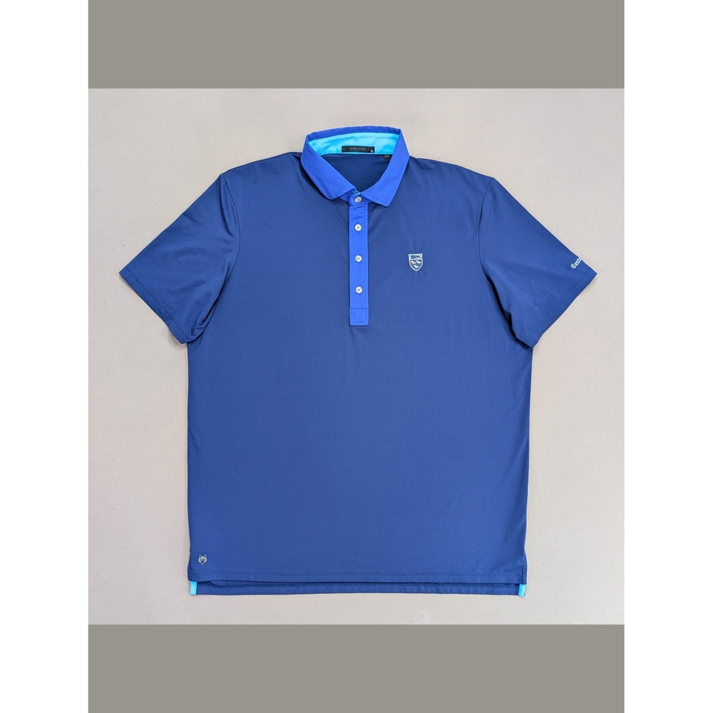 Greyson Canterbury Polo XL Blue Golf Performance Wolf Logo Crest Shirt